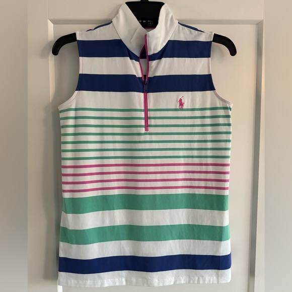 RLX Golf Striped Stretch Jersey Sleeveless Polo Shirt - Picture 1 of 3